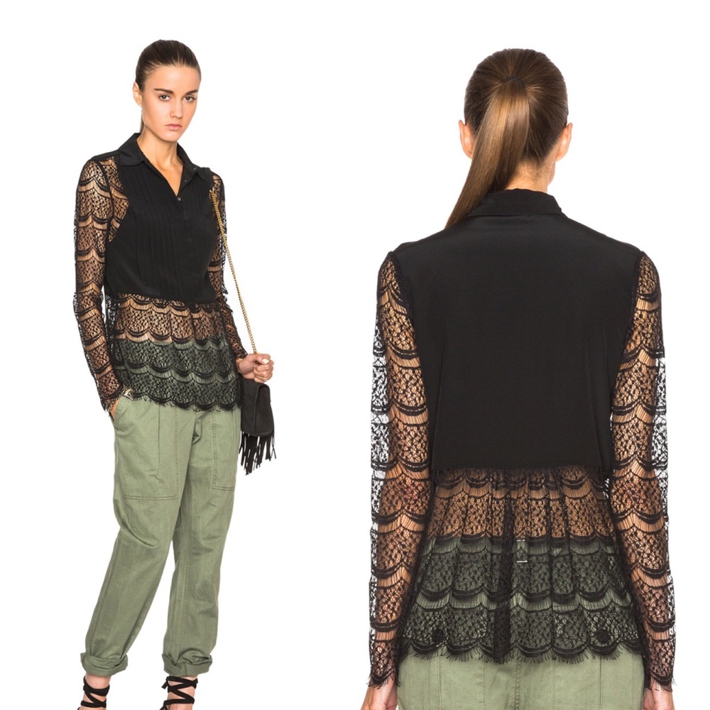 Marissa Webb "Meadow" sheer scalloped lace blouse